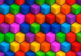 Fototapetas Artgeist Colorful Geometric Boxes 2XLFT1497, 105 cm x 105 cm