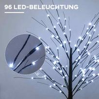 rudens dekoracija - Dirbtinė eglutė HOMCOM Beržas, 150 cm, su 96 LED, ruda (Brown) - 7 nuotrauka