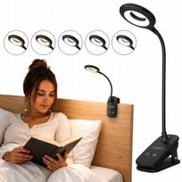 Wozinsky WLBK-02 Mini belaidė LED skaitymo lempa su segtuku + USB-C laidu – Juoda (Black)
