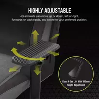 corsair kede - Gaming Chair T3 Rush Grey/Charcoal - 2 nuotrauka