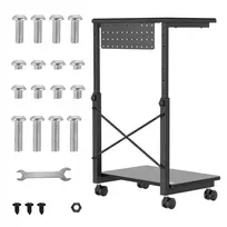 darbo stalas aukstis - NanoRS CPU stalas su ratukais RS430, reguliuojamas aukštis 550~850mm, juodas (Black) - 2 nuotrauka