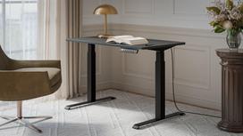 elektrinis stalas 120 - Cama Meble Rašomasis Stalas MOON 121x67x72-120 Juodas-Antracitas (Black-Anthracite) - 2 nuotrauka