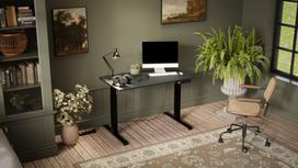 elektrinis stalas 120 - Cama Meble Rašomasis Stalas MOON 121x67x72-120 Juodas-Antracitas (Black-Anthracite) - 3 nuotrauka