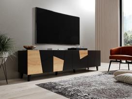craft spintele - TV staliukas Cama Meble ETNA, juodas (Black Matt)/ąžuolas (Oak Craft), 200 cm x 42 cm x 52 cm - 2 nuotrauka