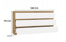 komoda 140 - Komoda Akord Malwa M6, ruda/balta, 138 cm x 40 cm x 75 cm - 6 nuotrauka