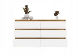 komoda 140 - Komoda Akord Malwa M6, ruda/balta, 138 cm x 40 cm x 75 cm - 7 nuotrauka