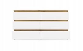 komoda 140 - Komoda Akord Malwa M6, ruda/balta, 138 cm x 40 cm x 75 cm - 8 nuotrauka