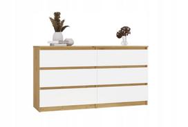 komoda 140 - Komoda Akord Malwa M6, ruda/balta, 138 cm x 40 cm x 75 cm - 9 nuotrauka