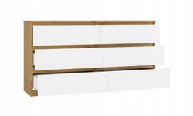 komoda 140 - Komoda Akord Malwa M6, ruda/balta, 138 cm x 40 cm x 75 cm - 10 nuotrauka
