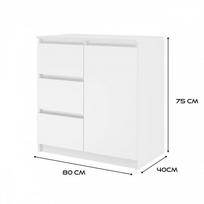 komoda 40 80 - Komoda Top E Shop 5904507205379, balta, 80 cm x 40 cm x 75 cm - 2 nuotrauka