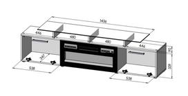 elektriniai zidiniai - TV staliukas Cama Meble Rova, baltas, 190 cm x 37 cm x 48 cm - 2 nuotrauka