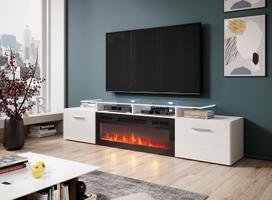 elektriniai zidiniai - TV staliukas Cama Meble Rova, baltas, 190 cm x 37 cm x 48 cm - 3 nuotrauka