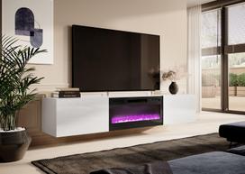 elektriniai zidiniai - TV staliukas Cama Meble Slide, blizgi balta (Gloss White), 200 cm x 40 cm x 37 cm - 2 nuotrauka