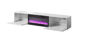 elektriniai zidiniai - TV staliukas Cama Meble Slide, blizgi balta (Gloss White), 200 cm x 40 cm x 37 cm - 3 nuotrauka