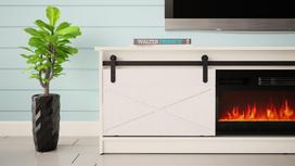 tv staliukas - TV staliukas Cama Meble RTV Granero, balta (White), 200 cm x 56.7 cm x 35 cm, su židiniu - 2 nuotrauka