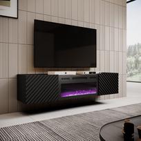 elektrinis stalo 180 - TV staliukas Cama Meble Onda, juodas (Black), 180 cm x 40 cm x 39 cm, su elektriniu židiniu - 2 nuotrauka