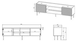 elektrinis stalo 180 - Cama Meble Onda RTV spintelė su elektriniu židiniu, žalia (Green), 180,5x40x58,39 cm - 2 nuotrauka