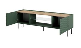 elektrinis stalo 180 - Cama Meble Onda RTV spintelė su elektriniu židiniu, žalia (Green), 180,5x40x58,39 cm - 3 nuotrauka