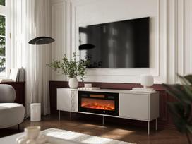 tv staliukai - Cama TRESSE RTV spintelė EF + židinys juoda (Black) 180 cm x 40 cm x 54.5 cm - 2 nuotrauka