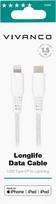 rca usb c laidas - Vivanco cable Lightning - USB-C LongLife Data 1.5m, white (61691) - 2 nuotrauka