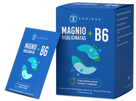 SAPIENS Magnio Bisglicinatas + B6, 20 pakelių