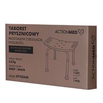 reguliuojamo aukscio taburete - ActionMed KP100AM Stačiakampė dušo kėdė su aukščio reguliavimu, Universalus, balta (White) - 2 nuotrauka