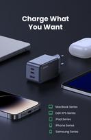gan ikroviklis - Ugreen Nexode Air 65W USB-A + 2x USB-C Įkroviklis Pilkas (Gray) - 3 nuotrauka