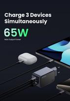gan ikroviklis - Ugreen Nexode Air 65W USB-A + 2x USB-C Įkroviklis Pilkas (Gray) - 6 nuotrauka
