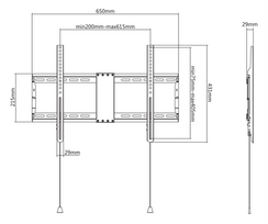 laikiklis 200x200 - Fiksuotas sieninis laikiklis DELTACO OFFICE lankstomas, 37"-80", 70kg, 200x200-600x400, juodas / ARM - 3 nuotrauka