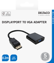 adapteriai vga - DELTACO VGA - DisplayPort, 1080p 60Hz, 0.2m, juodas / DP-VGA7-K / 00110027 - 2 nuotrauka