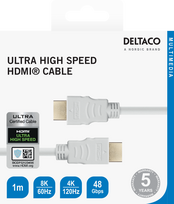 hdmi 1m laidas - DELTACO ARC, QMS, 8K in 60Hz, 4K UHD in 120Hz, 1m, baltas / HU-10A-R - 2 nuotrauka