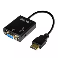 hdmi vga kabelis adapteris - Savio HDMI į VGA adapteris AK-76 Juodas (Black) - 5 nuotrauka