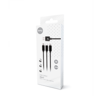 lightning type c laidas - Setty 3in1 cable USB - Lightning+USB-C+microUSB 2A 1m Black nylon - 2 nuotrauka