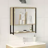 VidaXL Vonios veidrodis su lentyna su saugykla Smėlio (Beige) 60 x 16 x 60 cm