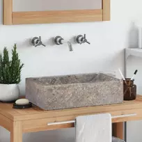 vidaXL Blizgi marmurinė kriauklė 45x30x12 cm, pilka (Grey)