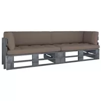 Lauko baldų komplektas vidaXL Dvivietė sofa iš palečių su pagalvėlėmis, taupe (Taupe)