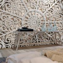 Fototapetas Artgeist Orient - Grey Geometrical Composition In The Mandala Type On A Beige Background, 140 cm x 140 cm