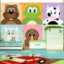 Fototapetas Artgeist Cheerful Animals - Various Colorful Animals: Cat, Pig For Children 4XLNEW010141, 280 cm x 280 cm