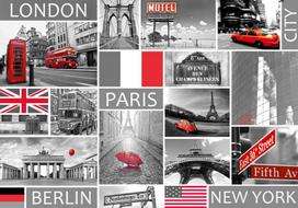 Fototapetas Artgeist London, Paris, Berlin, New York XXLNEW010546SAM, 210 cm x 210 cm