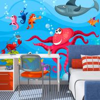 Fototapetas Artgeist Octopus And Shark XLFTNT0071SAM, 193 cm x 193 cm