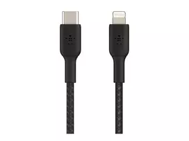 lightning type c laidas - Belkin Boost Charge Braided USB-C to Lightning Cable 1m Black - 2 nuotrauka