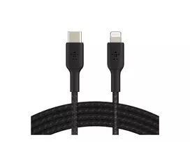 lightning type c laidas - Belkin Boost Charge Braided USB-C to Lightning Cable 1m Black - 5 nuotrauka