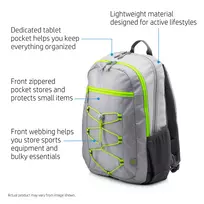 hp 15 15 6 - HP Notebook Backpack For 15.6" Grey/Green - 2 nuotrauka