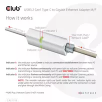 rj45 usb c adapteris - Tinklo kortelė Club 3D USB-C - RJ-45 (CAC- 1519) - 3 nuotrauka