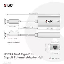 rj45 usb c adapteris - Tinklo kortelė Club 3D USB-C - RJ-45 (CAC- 1519) - 5 nuotrauka