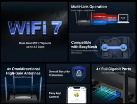 router wifi7 - Mercusys MR25BE Wi-Fi 7 Maršrutizatorius Juodas (Black) - 5 nuotrauka