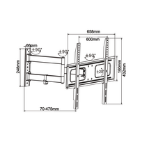 sieninis tv stovas - Cabletech UCH0210 TV laikiklis 37-70", max. 50kg, reguliuojamas, Juodas (Black) - 3 nuotrauka