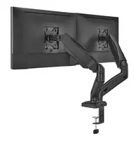 monitor vesa 100x100 - Up Up Premium Dual-Screen Monitoriaus laikiklis 17-32'', VESA 75x75, 100x100, Matinė juoda (Matte Black) - 9 nuotrauka