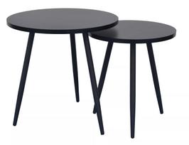 kavos stalas staliukas 50 cm - Signal Meble Cleo Table Set Black - 2 nuotrauka