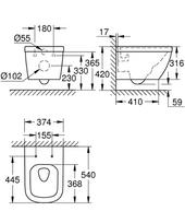 grohe klozetai pakabinami - Grohe EuroCeramic 39328000, su dangčiu, 374 mm x 445 mm - 5 nuotrauka